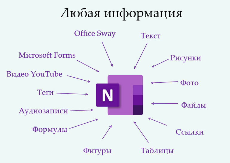 В OneNote можно хранить любую информацию.