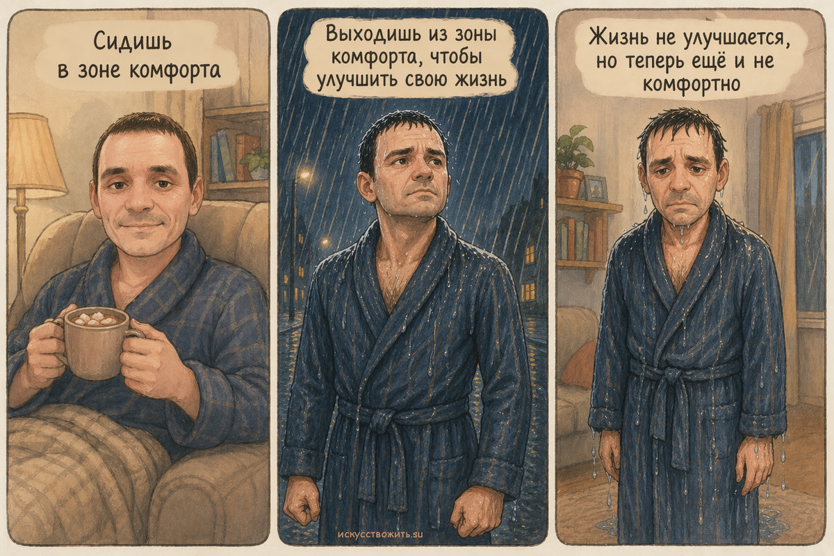 Комикс про выход из зоны комфорта