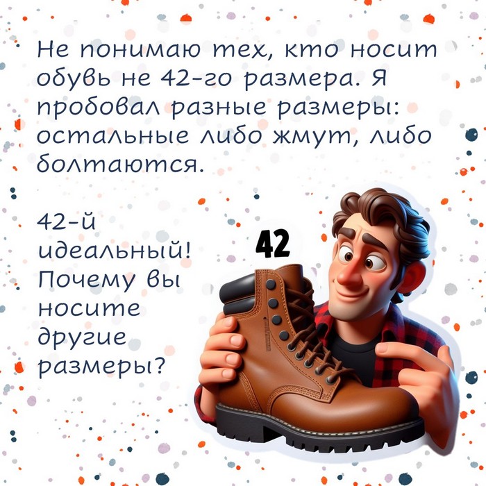 Шутка про эгоцентризм (обувь 42 размера)