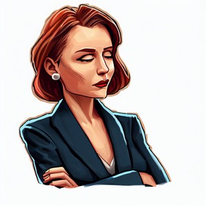 Нарисованная женщина с недовольным лицом