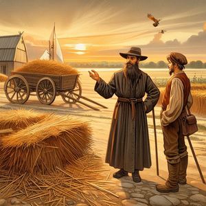 Барин и рабочий разговаривают